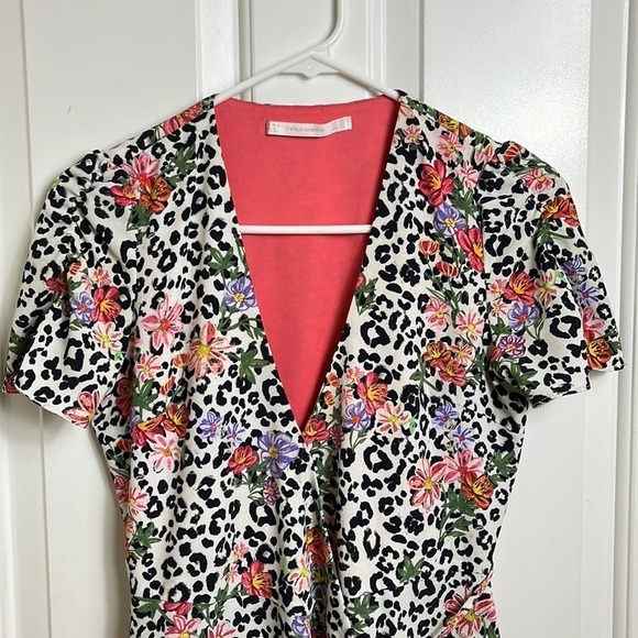 Zara Cheetah Floral Wrap Mini Dress 90s Y2K Size XS - Picture 3 of 11